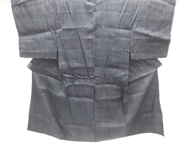 JAPANESE KIMONO / ANTIQUE MENS HITOE KIMONO / TSUMUGI / WOVEN STRIPE